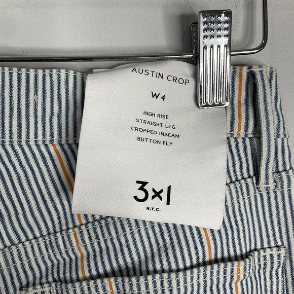 3x1 NYC  Jeans W4 Austin Crop Striped Nillie Denim Button Fly Womens Size 25 - Picture 10 of 11